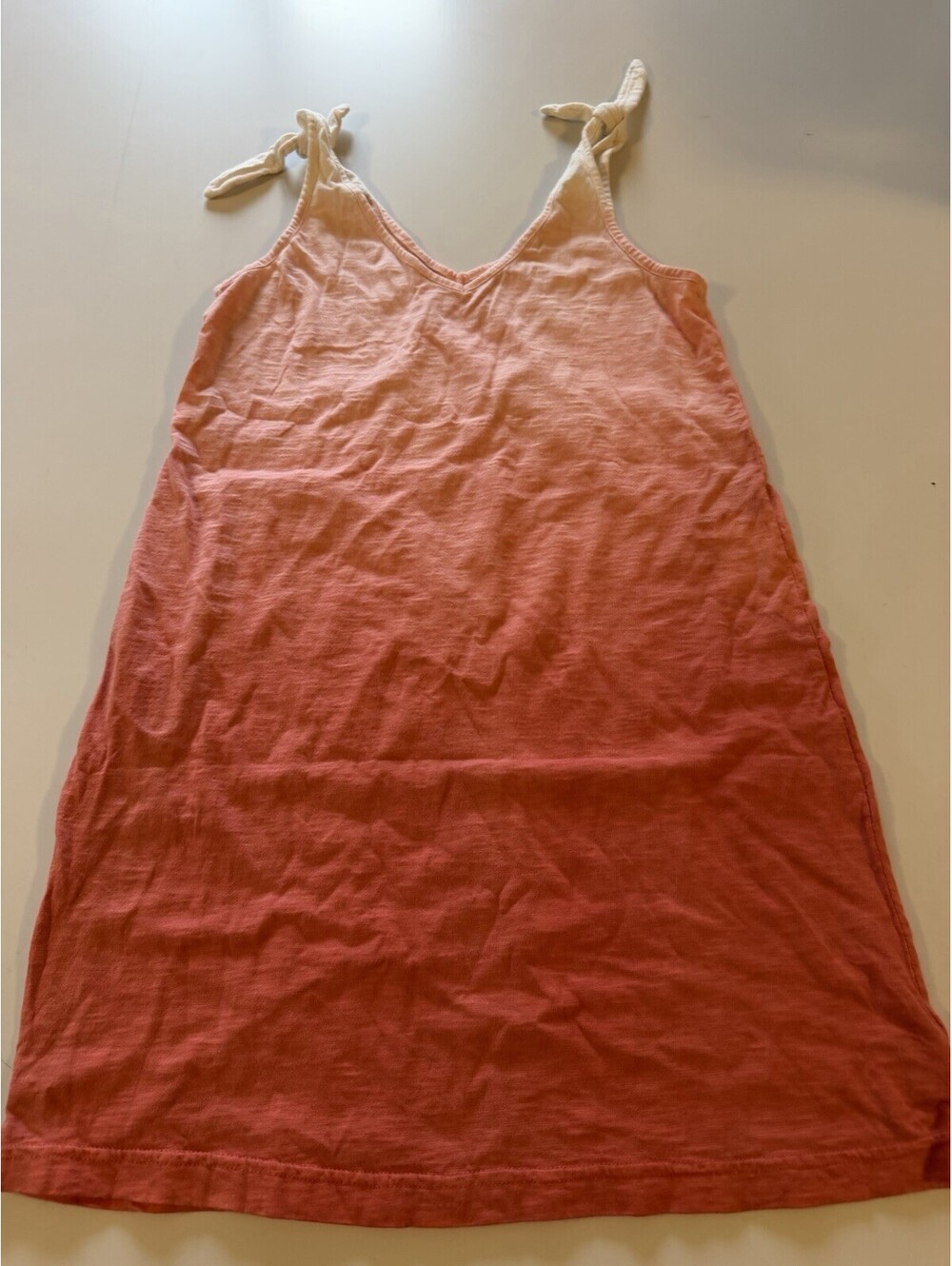 Southern Tide Womens XS Ombre Coral Tie Strap Cover Up Tank Dress 100% Cotton